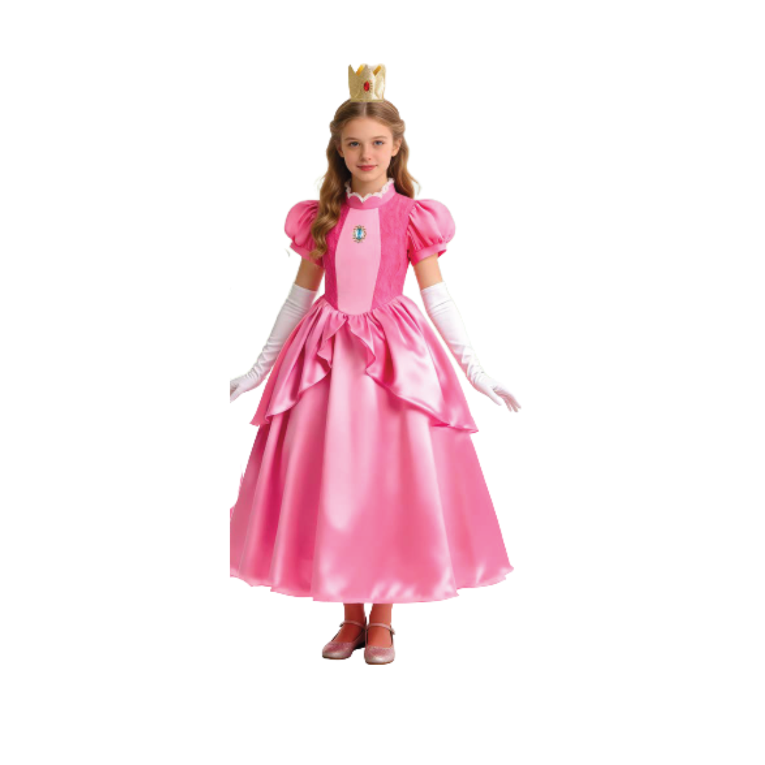 Vestido Princesa Peach Mario Bross Niña