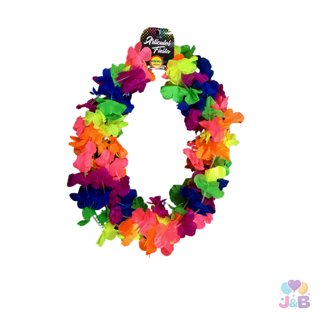 Collar flores estilo hawaiano Flúor x6