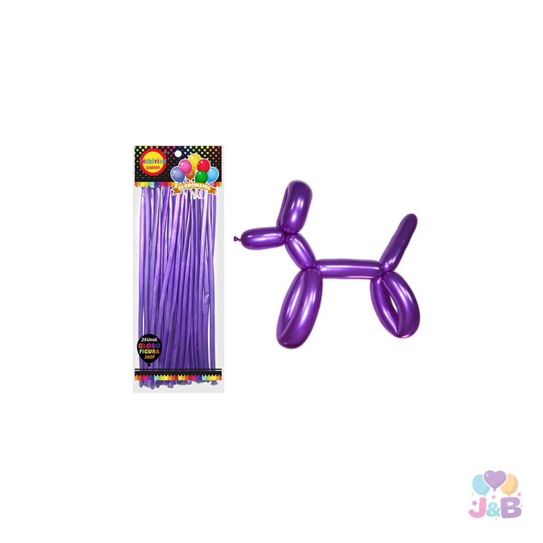 Globo largo figura metálicos Chrome 25 Unidades