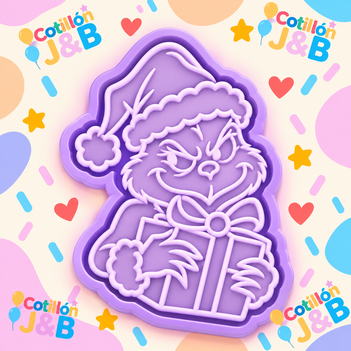 Cortador + sello Grinch con regalo navideño