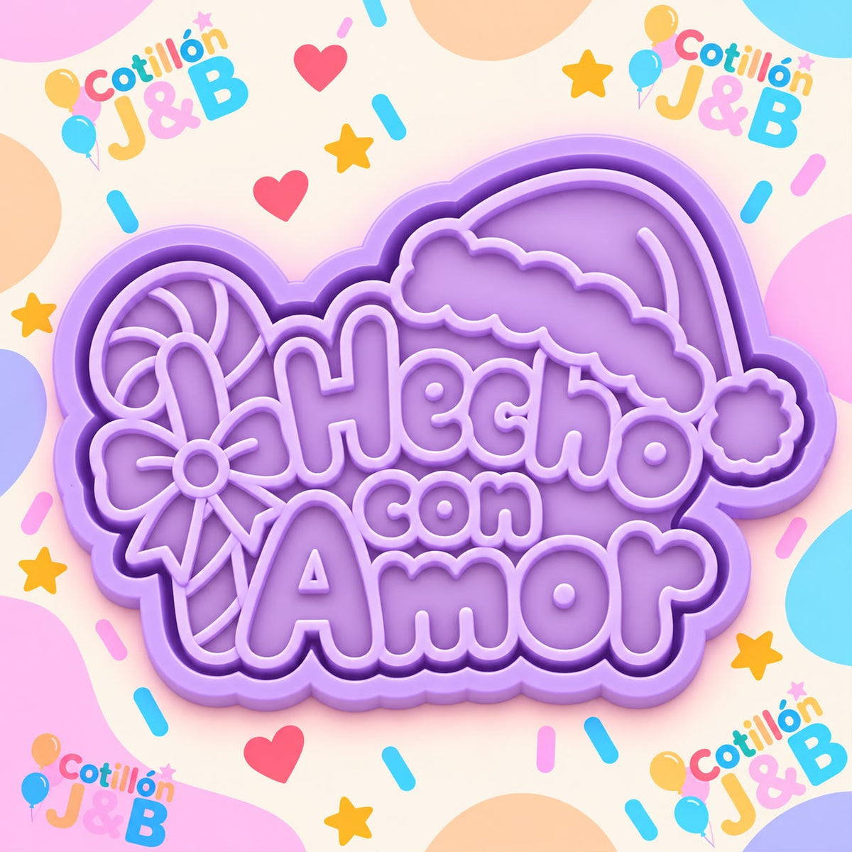 Cortador + sello frase "hecho con amor"